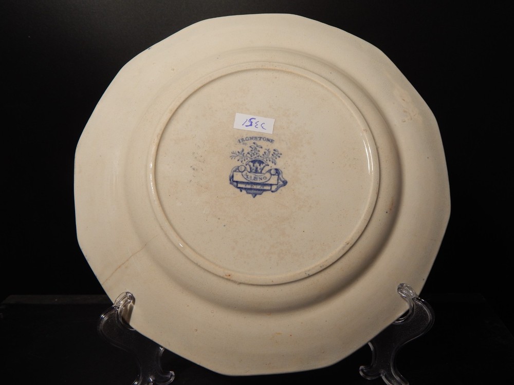 Antique Ironstone Transferware Marine Pattern Plate E. & G. PHILLIPS Defect