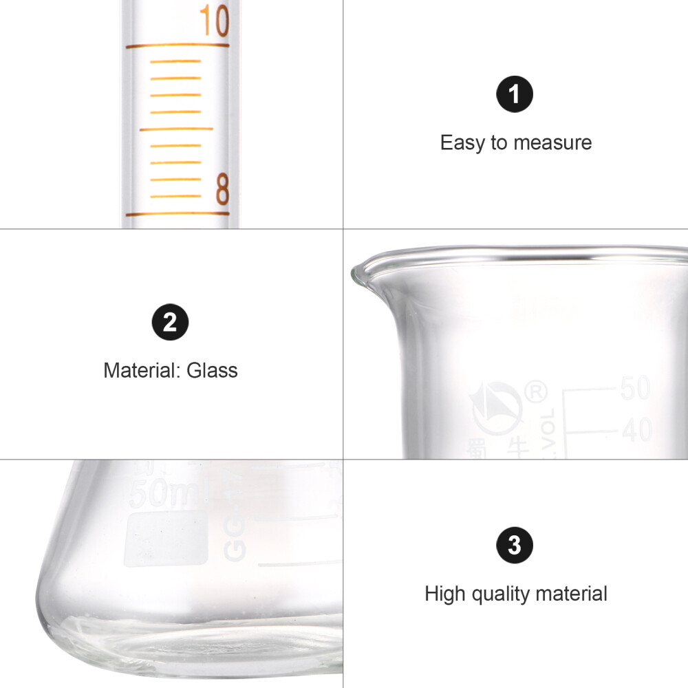 3PCS Beaker and Flask Set Laboratory Glassware Set Laboratory Measuring Device