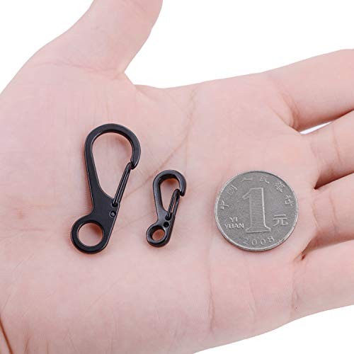 20Pcs Spring Snap Hook Carabiners Clip Spring Hanging Larger Version-Black
