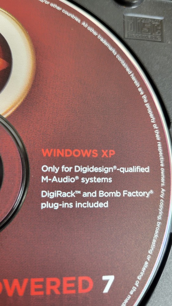 Pro Tools M-Powered 7.1 Install Disc Windows XP Digidesign M-Audio Software...