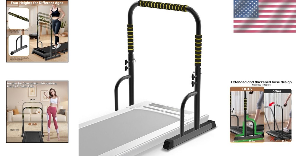 Adjustable Walking Pad Handle - Black/Yellow**