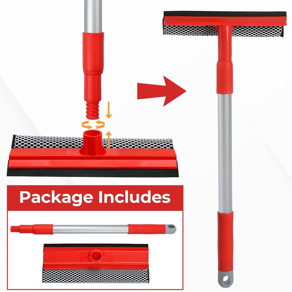MAVRIZ Windshield Cleaner Tool 2 in 1 Car Window Squeegee with Red and Black
