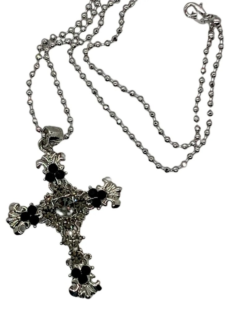 Clear Austrian Crystal Cross Necklace