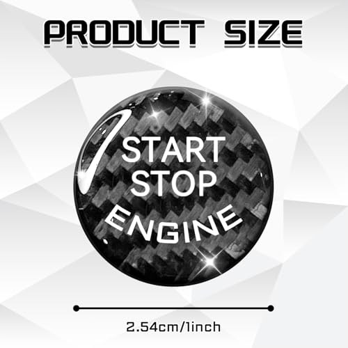 Car Push Start Button Cover Carbon Fiber Engine Push Start Stop Button Black