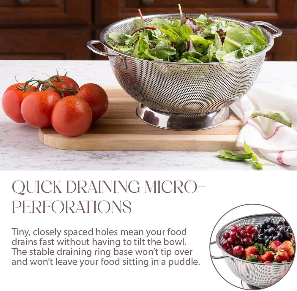 Stable Base Stainless Steel Colander for Kitchen