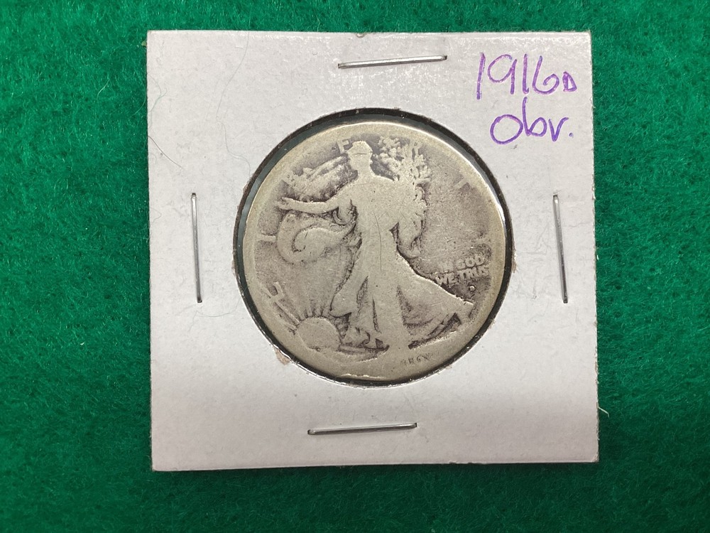 SILVER - 1916 D WALKING SILVER HALF DOLLAR - "SEMI-KEY DATE"