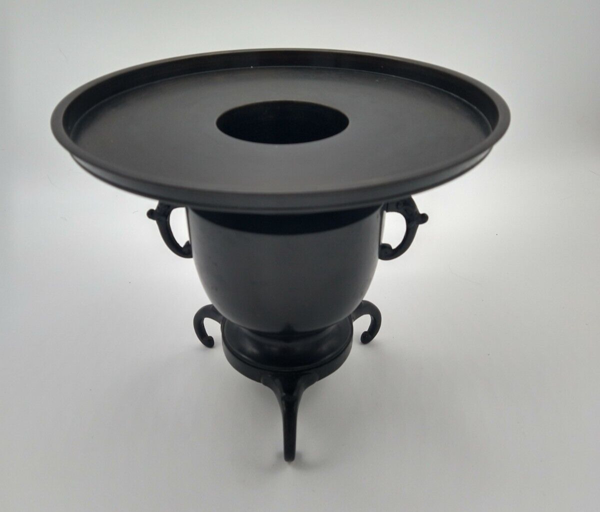 Antique Japanese Bronze Usabata Flower Arranging Vessel, Black