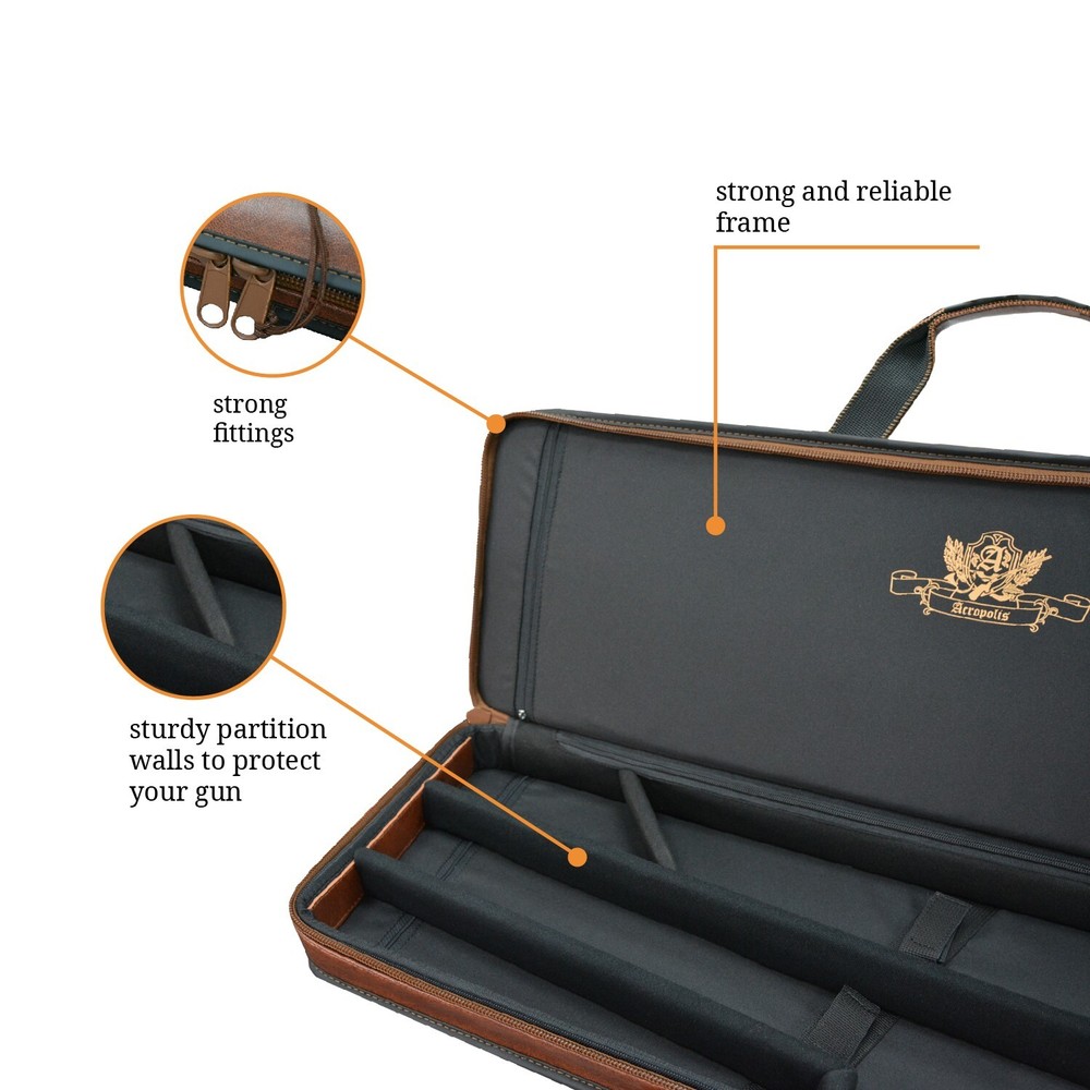PU leather Shotgun Case - 29.9” Durable Hard Shell with Lock, Elegant Brown