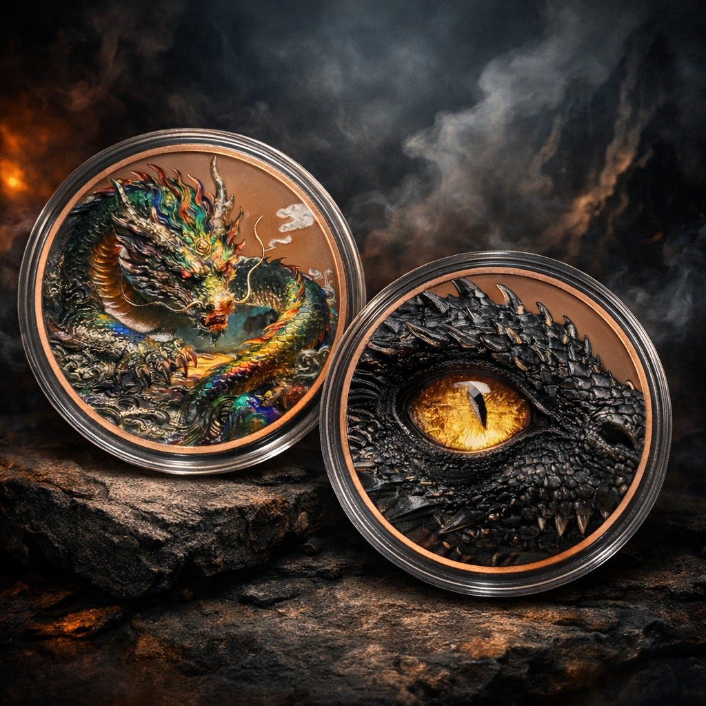 5 oz Copper Dragon Coin Colorized High Relief Dragon’s Lore round 2025 .999