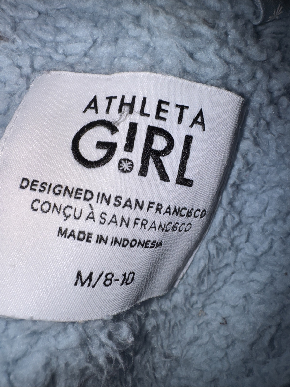 Athleta Girl Teddy Fleece Sherpa Jacket Light Blue Sz M (8-10)