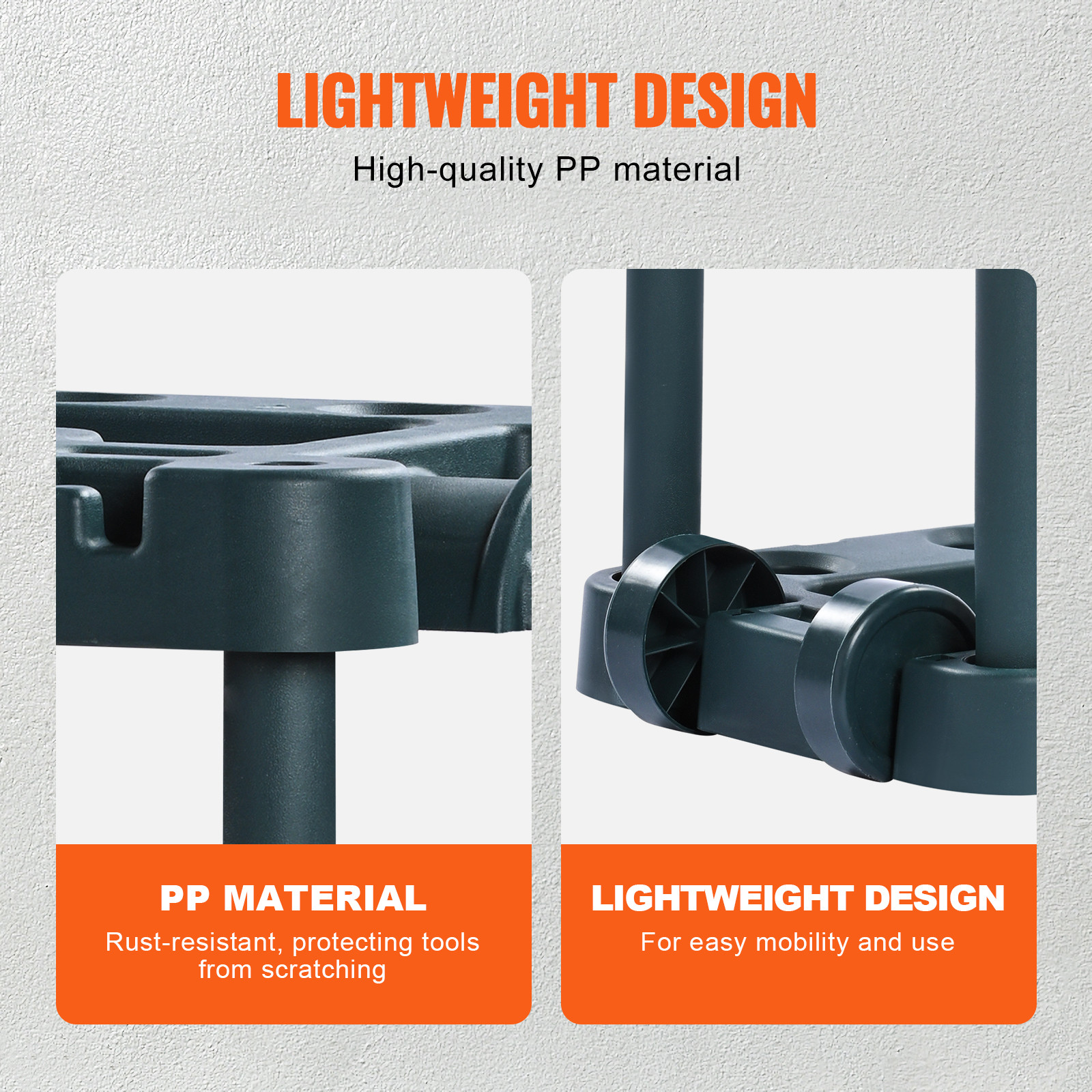 VEVOR Garden Tool Storage Rack Garage Organizer 10 Slots Yard Broom Mop Holder