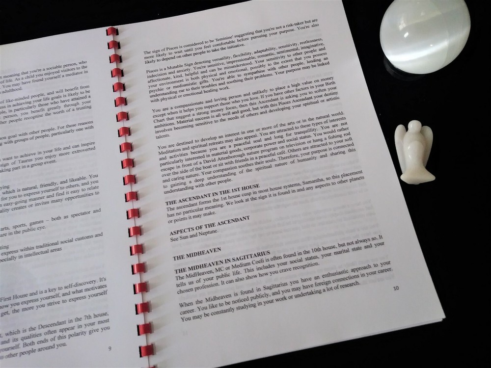 Personalised Astrology Birth Report - Printed, Comb-Bound - incl Birth Chart