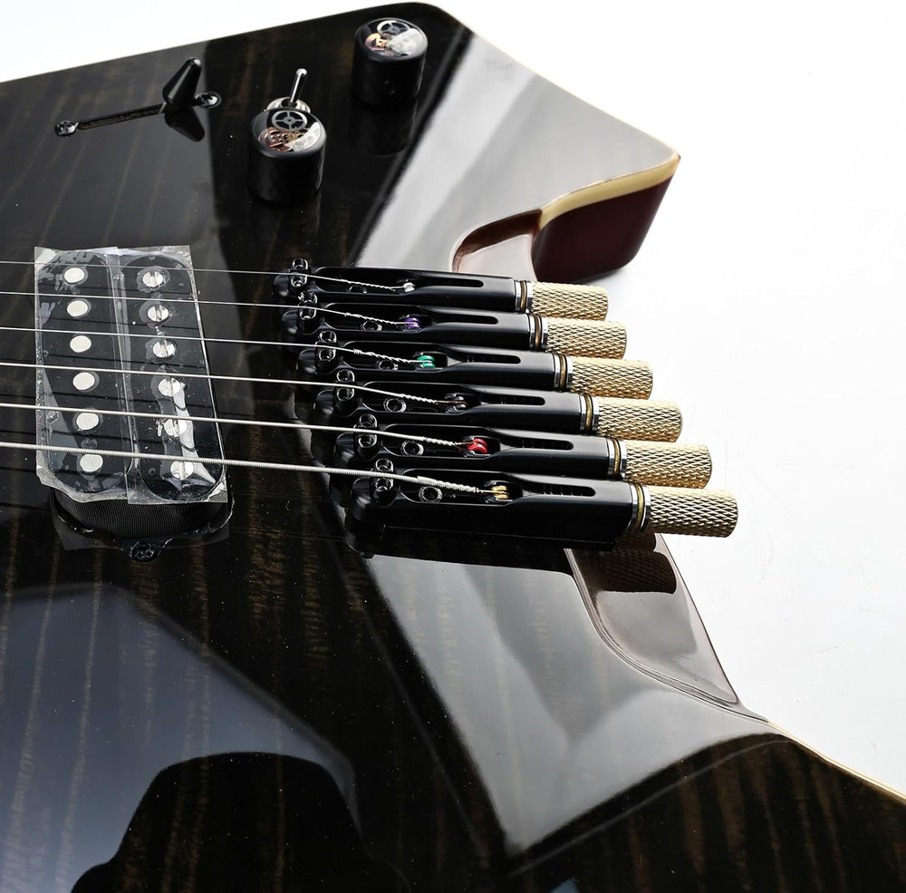 Slanted 6 String Headless Guitar Brass Bridge Saddles Set
