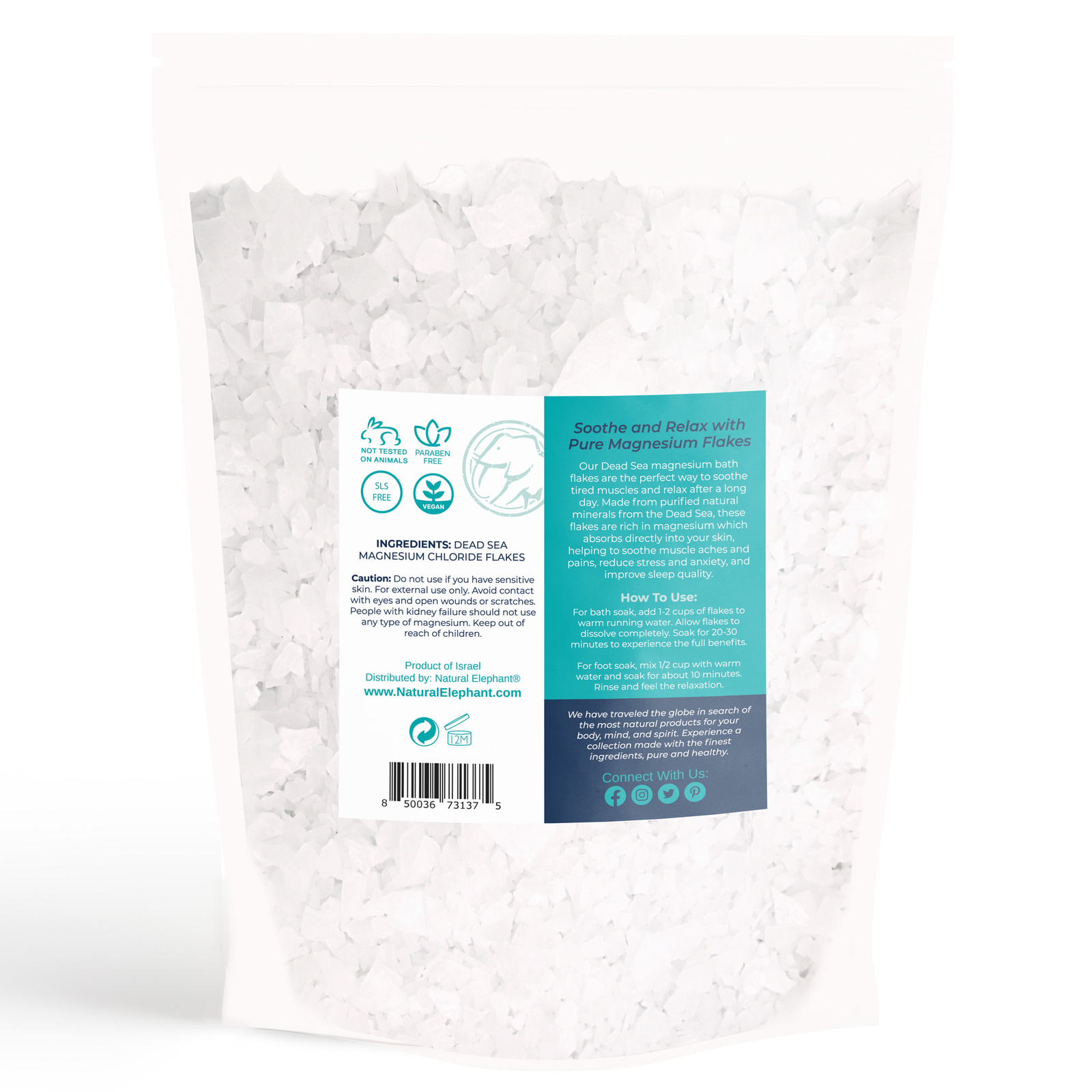 Natural Elephant Dead Sea Magnesium Bath Flakes 10 lb (2 5lb bags)