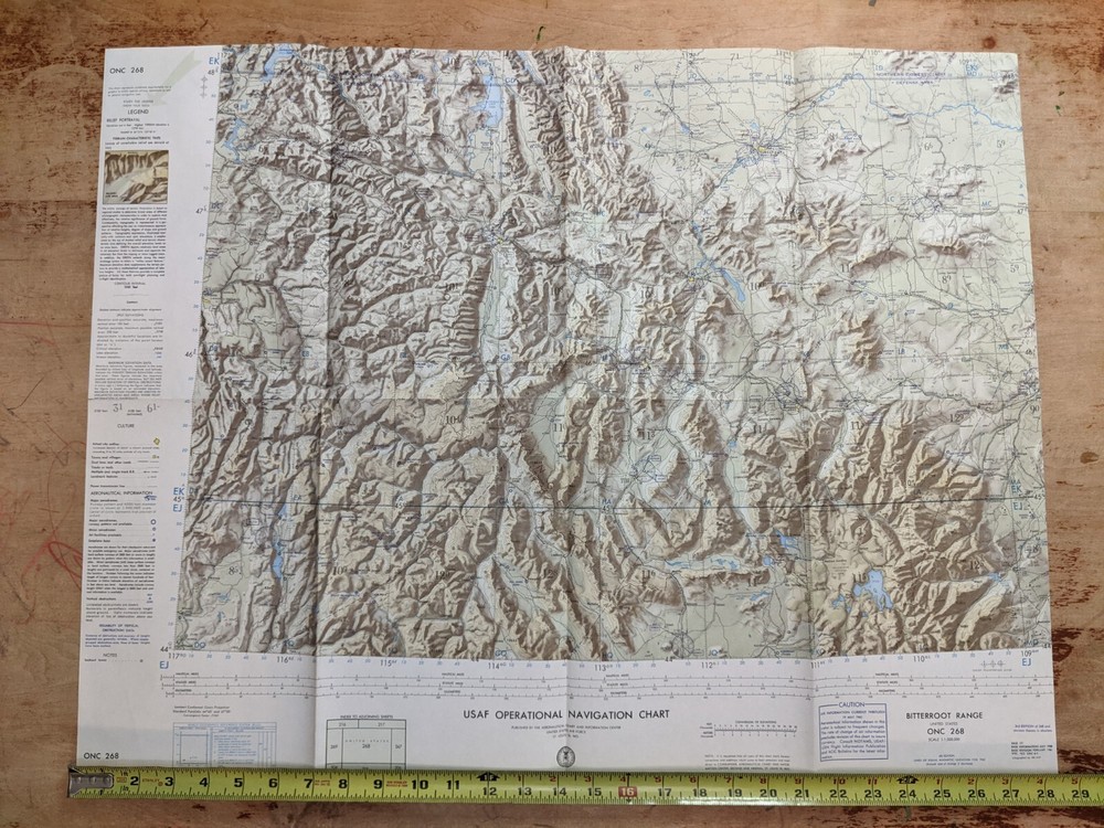 VTG USAF Aviation Sectional Topographical Navigation Chart Map Bitterroot Range