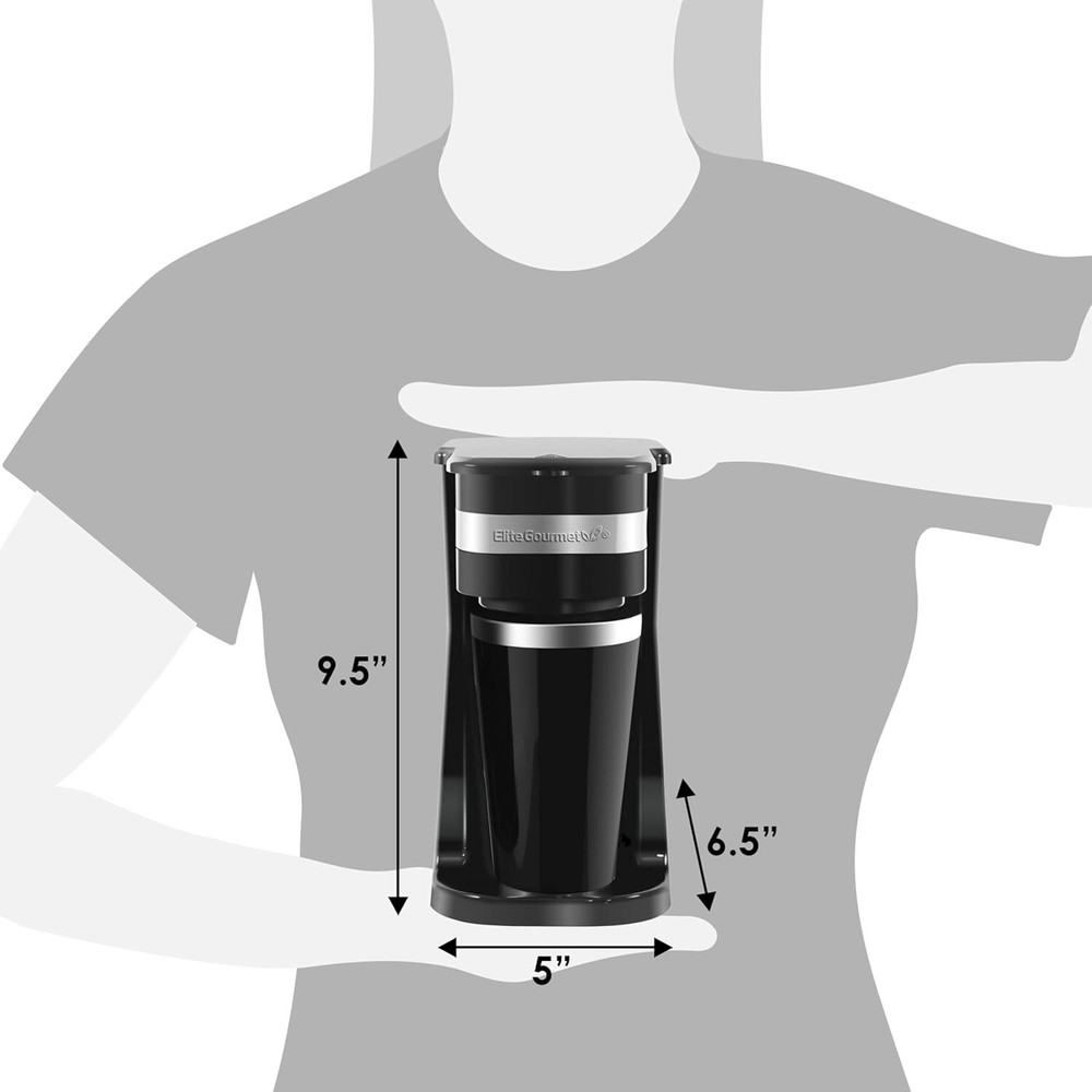 Quick Brew Compact Coffee Maker with Reusable Filter & Insulated Travel Mug