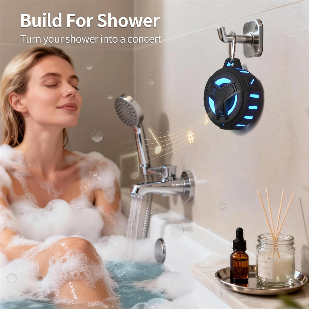 Bluetooth Shower Speaker, Portable Bluetooth Speakers, IP67 Waterproof Wireless
