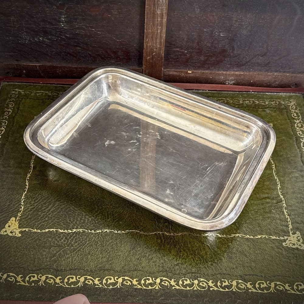 ANTIQUE SILVER PLATED RECTANGULAR ENTREE DISH LIDDED SERVING TUREEN EPNS