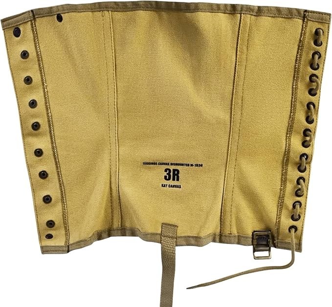 Canvas Leg Gaiters For Men WWII Reproduction M1936 Hiking Army Khaki Canvas, 3R