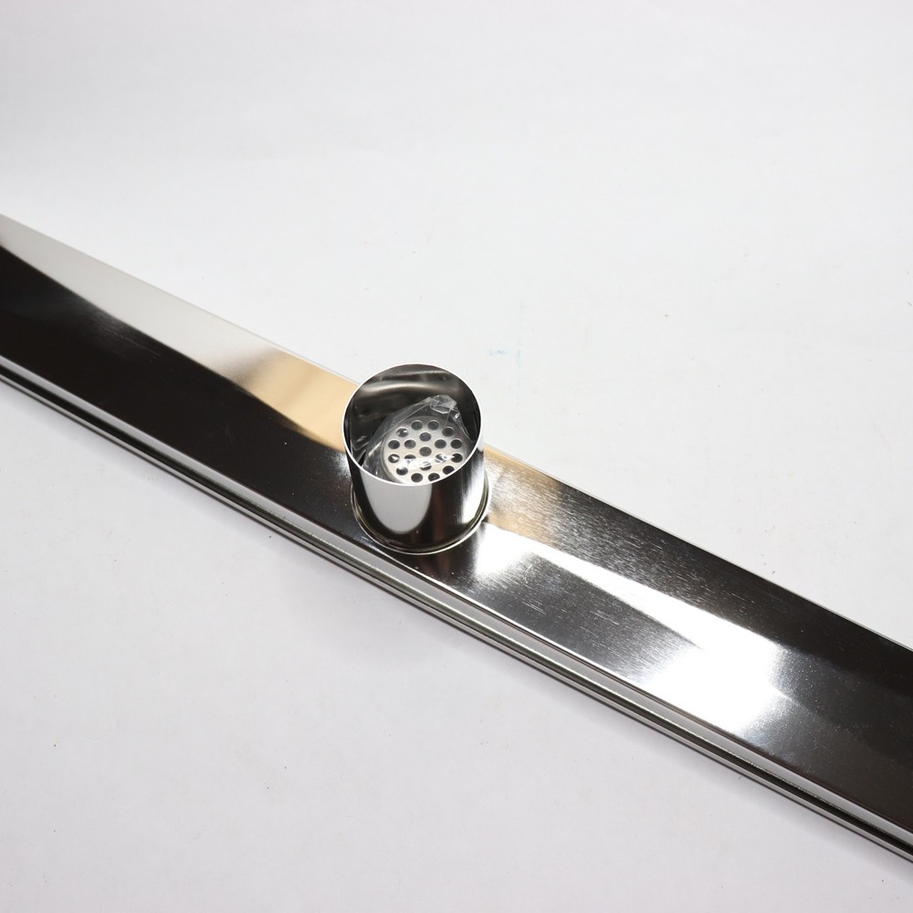 Linear Shower Drain with Square Pattern Drain Cover Brushed Nickel 36"