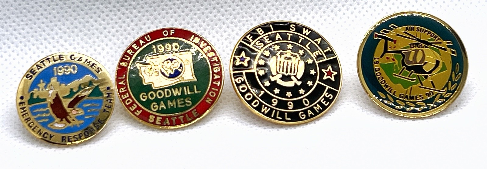 Rare 4 Pin FBI Set 1990 Goodwill Games FBI /SWAT, ERT and Air Support Bin B2