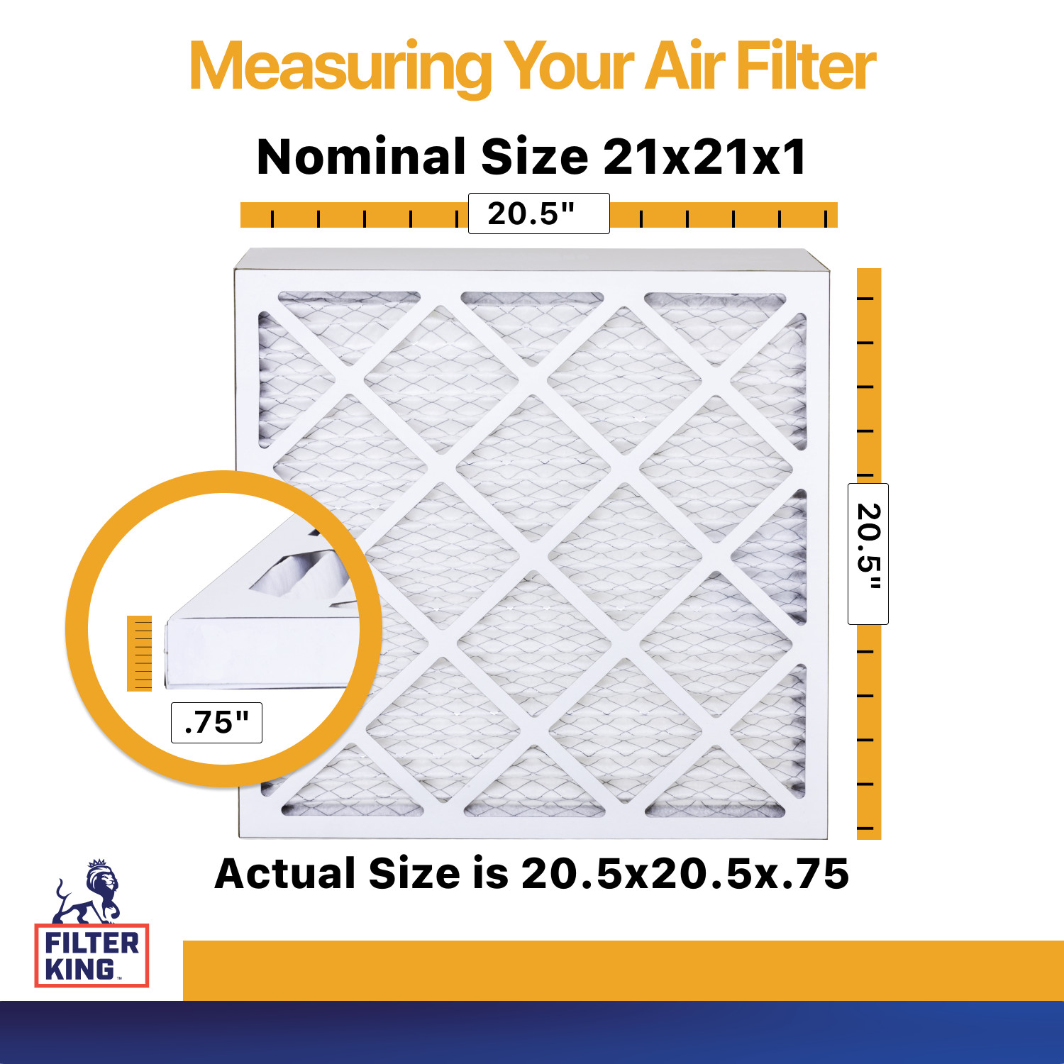 Filter King 21x21x1 Air Filter 6-PACK MERV 13 Actual Size 20.5 x 20.5 x .75"