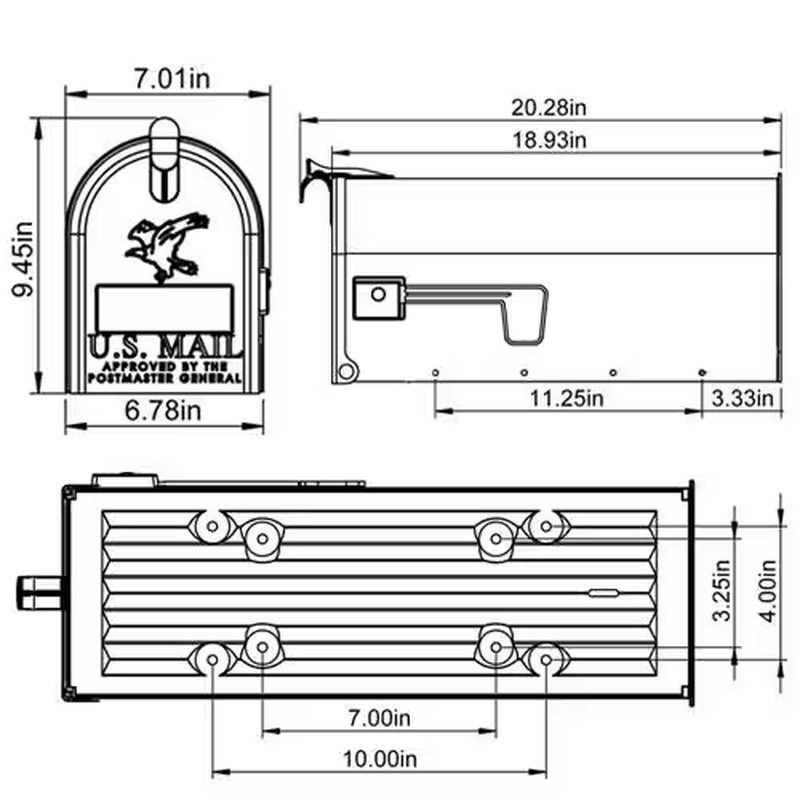 Architectural Mailboxes Grayson Medium Steel Post Mount Mailbox Gray ST1000AM