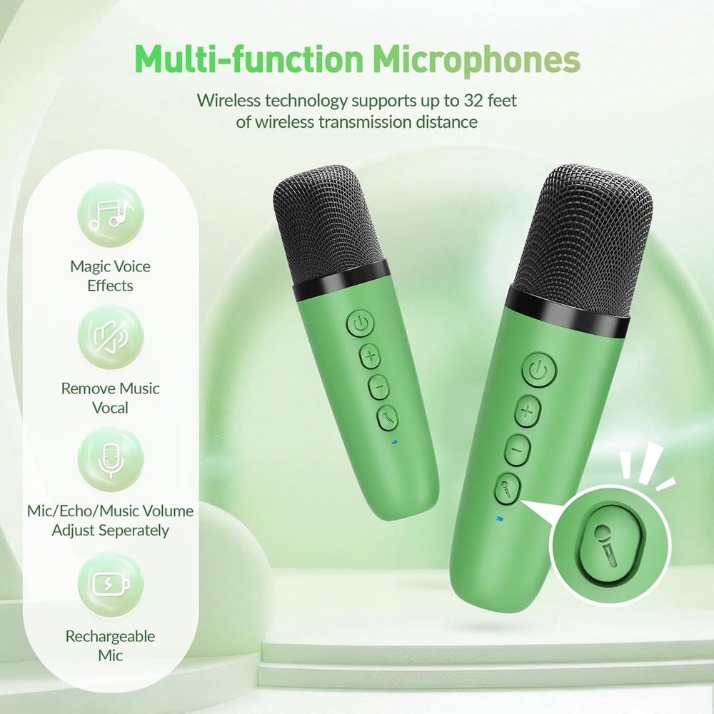 Mini Karaoke Machine：Portable Bluetooth Karaoke Microphone, Singing Speaker w...
