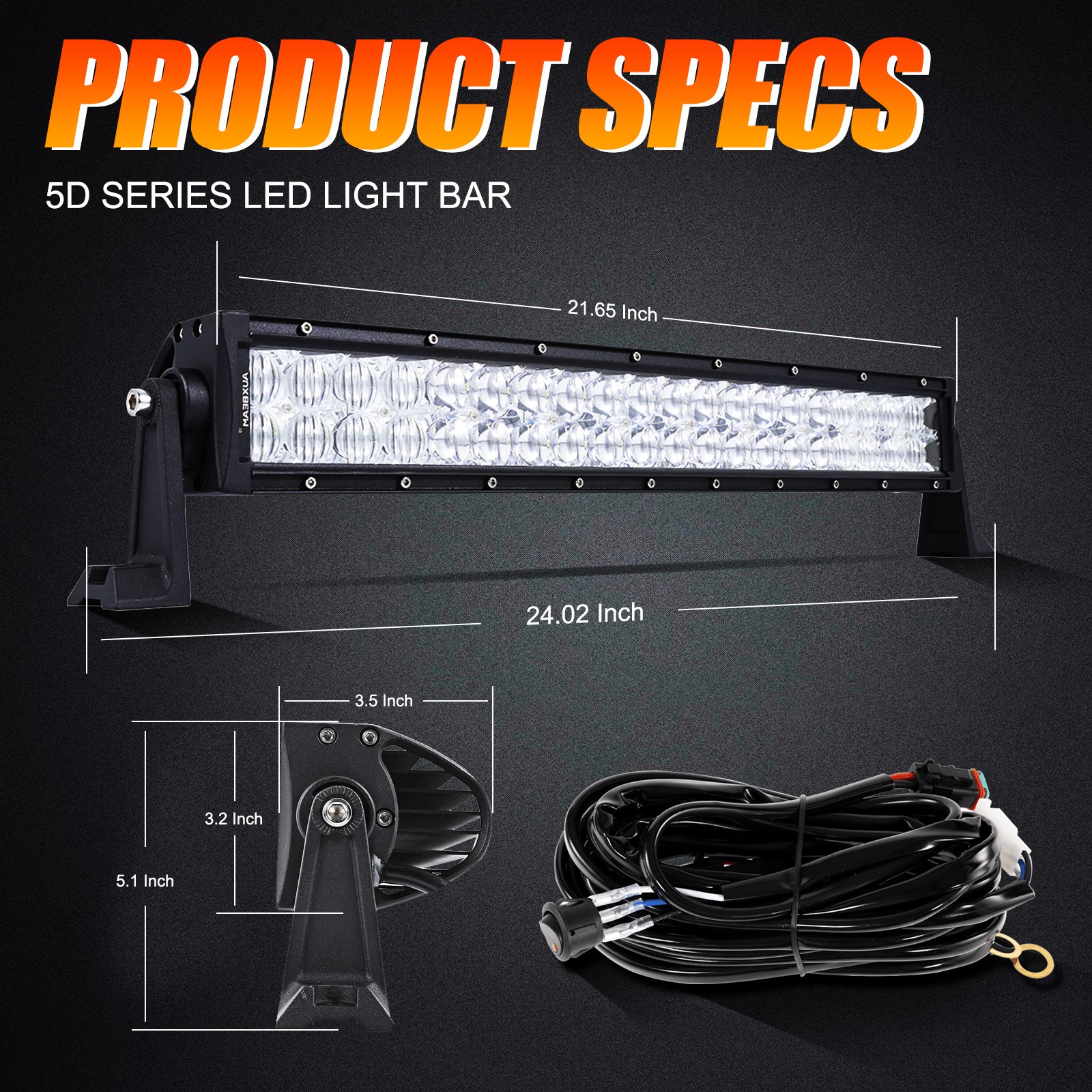 AUXBEAM 22/32/42/50/52" 5D Lens Curved Stright LED Light Bar Combo Offroad Lamp