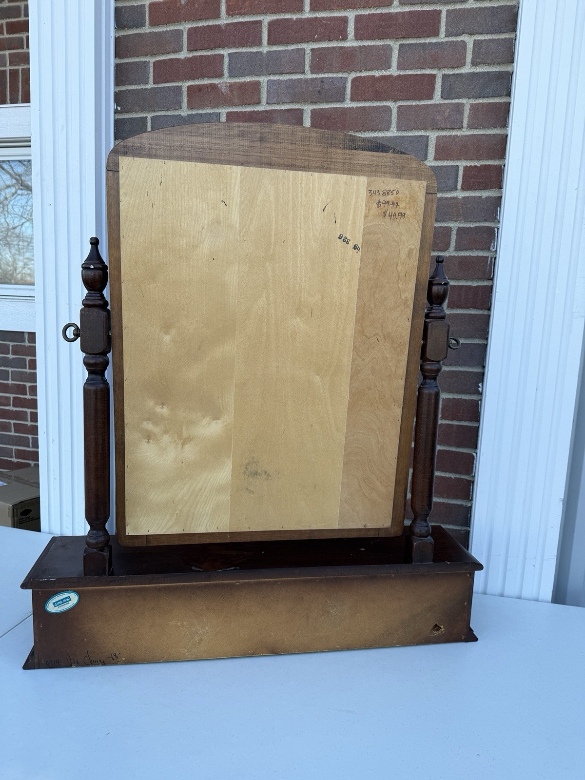 Simmons Wood Tabletop Vanity Mirror Swivel Dresser Top Shave Mirror w/ 3 Drawers