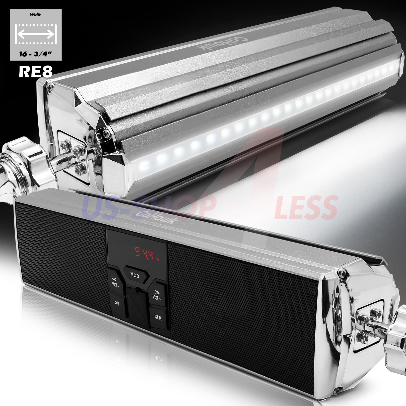 Bluetooth Motorcycle Stereo Speakers Soundbar FM Radio Audio System ATV 4Wheeler