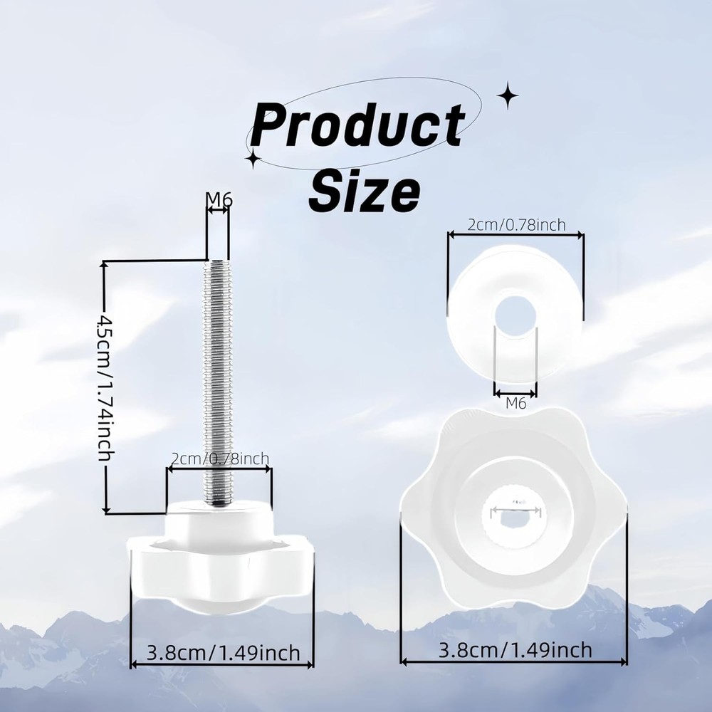 2 Set Replacement Arm Adjustment Knobs,Universal Rollator Hand Grip White