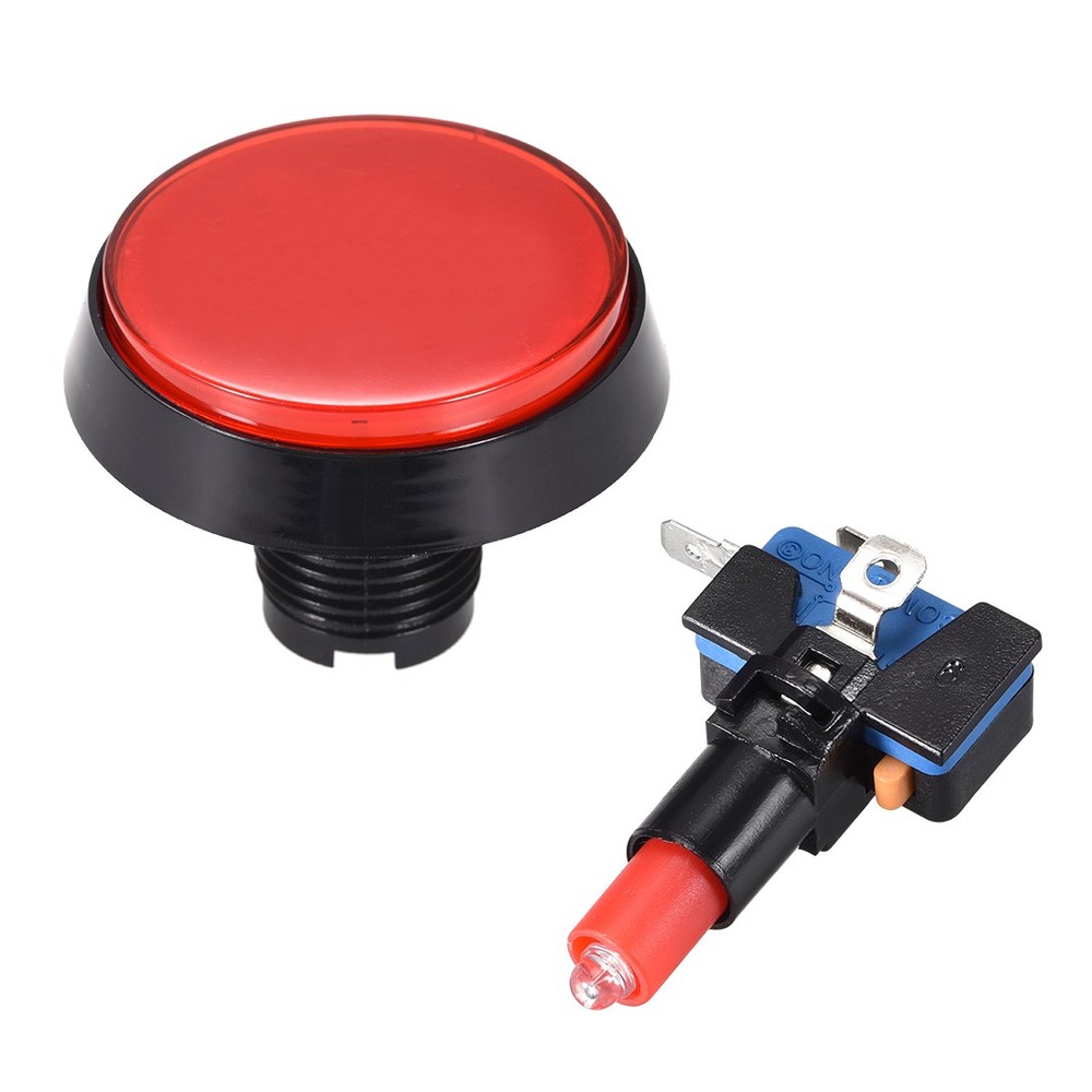 Game Push Button 60mm Round 12V LED Illuminated Push Button Switch Red 1pcs