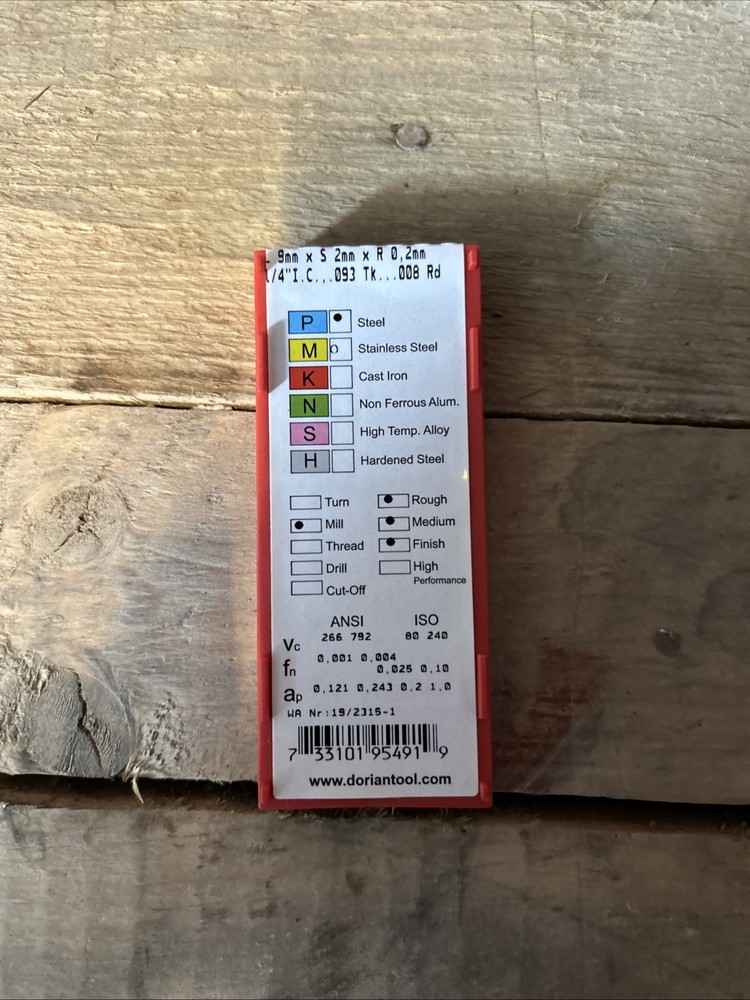 5pc DORIAN Tool TDEX-090202 Carbide Inserts 73310195491