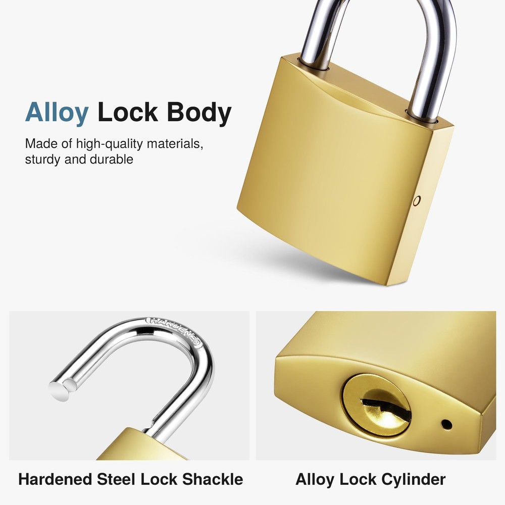 2 Pack Keyed Padlocks Waterproof Small Lock, 33mm Locker Lock with Keys for