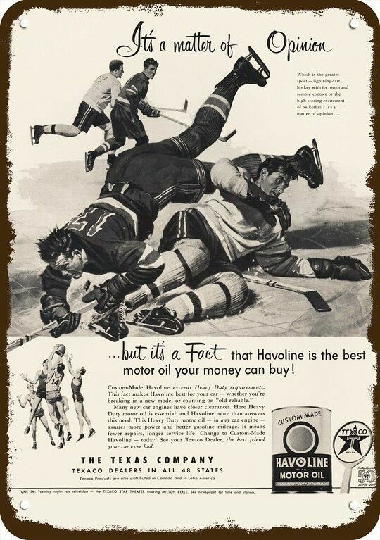 1952 Hockey & Basketball & HAVOLINE Vintage-Look DECORATIVE REPLICA METAL SIGN