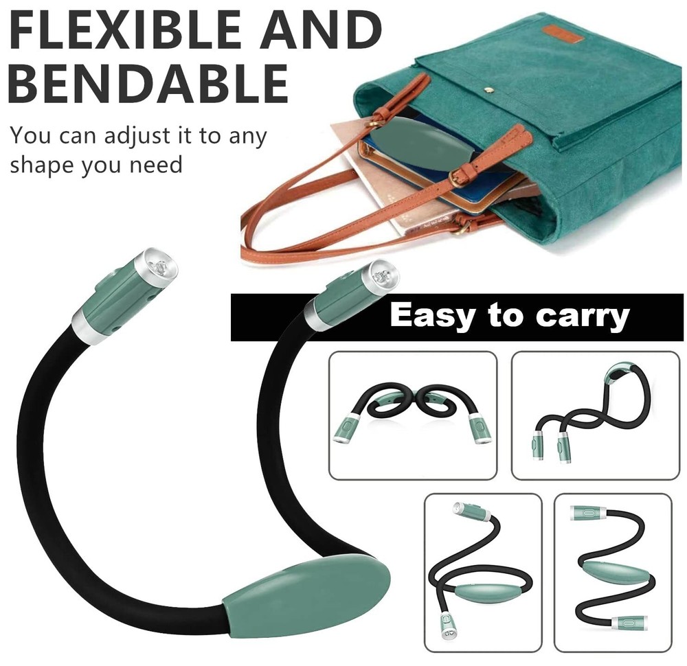 Rechargeable 4 LED Neck Reading Light Adjustable Brightness & Bendable Arms