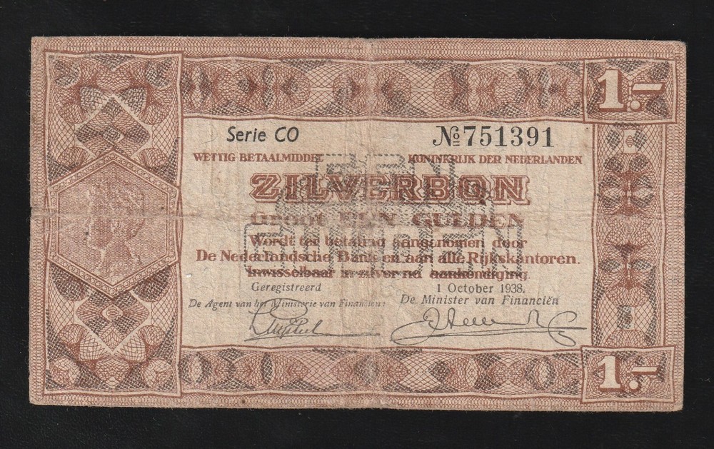 Netherlands 1 Gulden 1938 P-61, Banknote