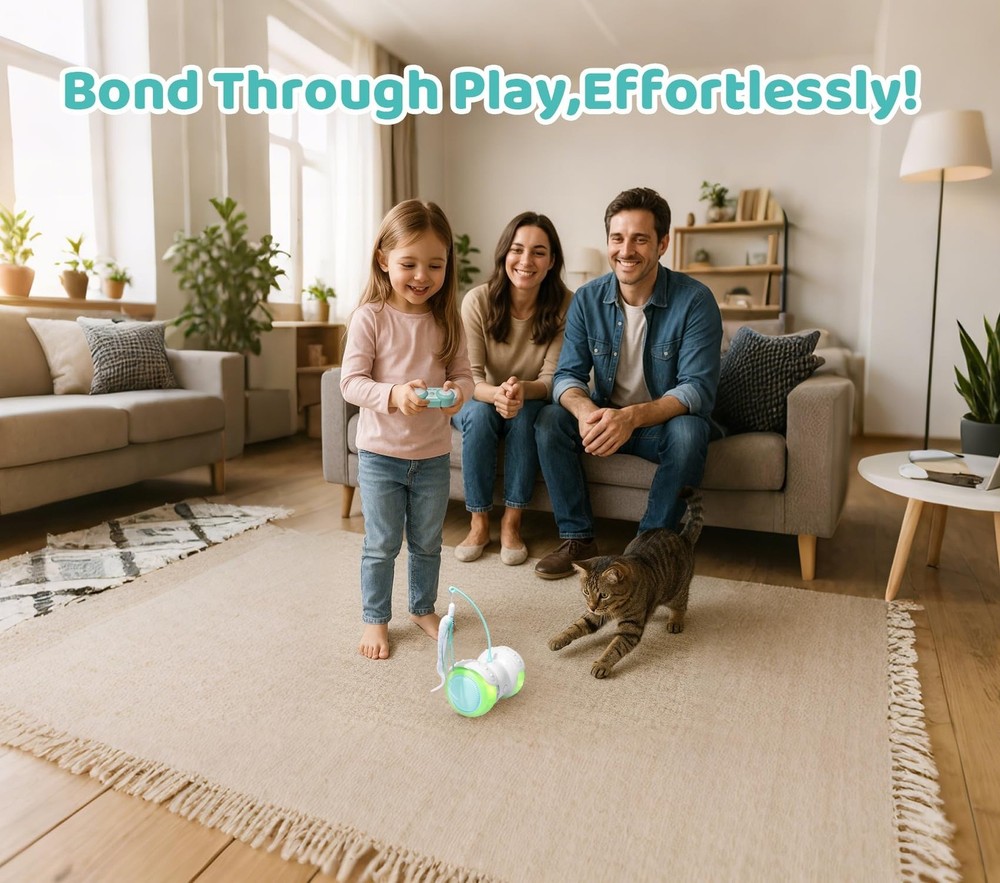 Remote Control Cat Toy with Auto Mode - Interactive Cat Toy Feather... Fast Ship