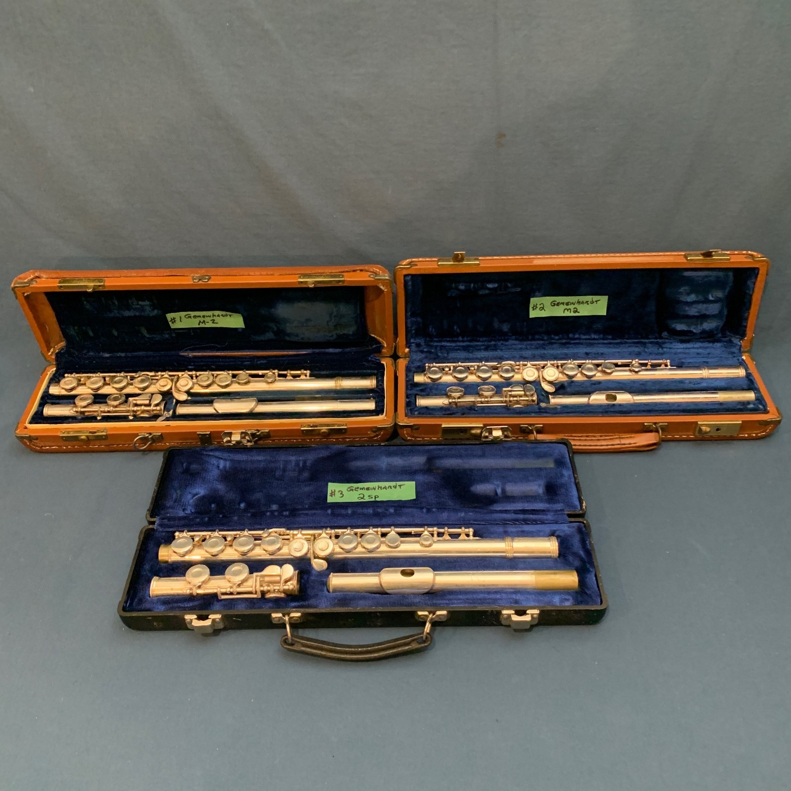 3 Gemeinhardt Closed Hole Flutes for Restoration M-2, M2, 2SP Flute