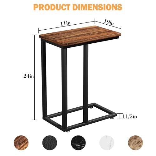 Universal C-Shaped Side Table, Multi-Functional Snack & TV Tray 1 Set Brown