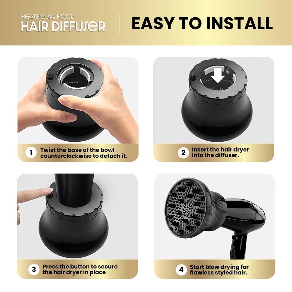 Universal Hair Dryer Diffuser Attachment Adjustable 3.5-8cm Adds Volume