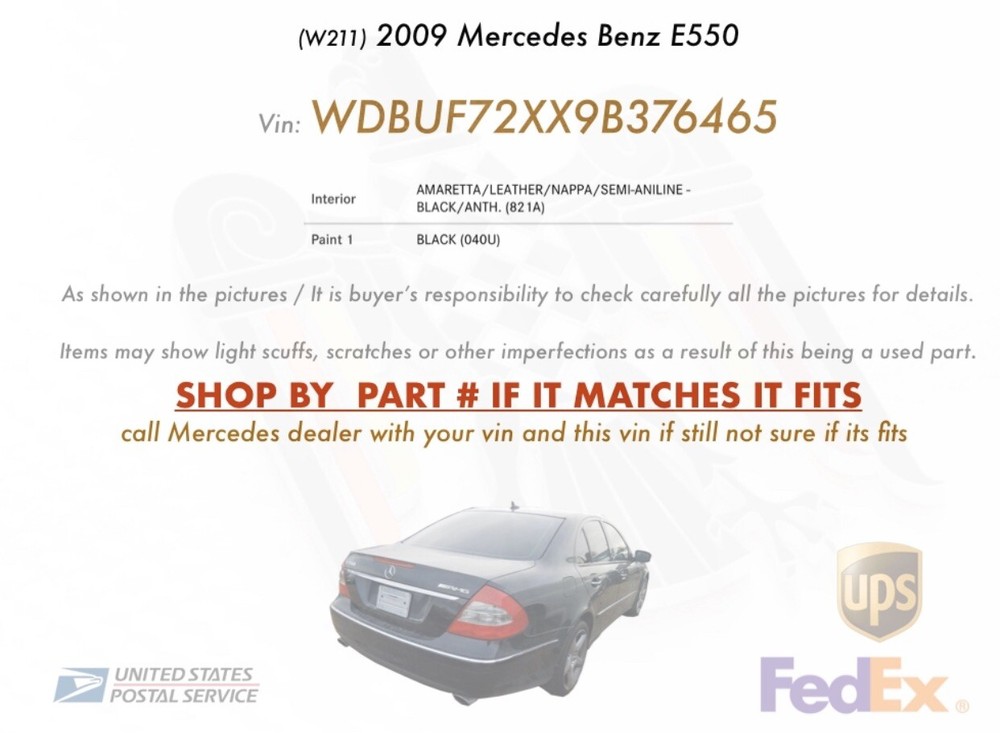 W211 MERCEDES-BENZ 2009 E550 FLOOR SHIFT CABLE PULL