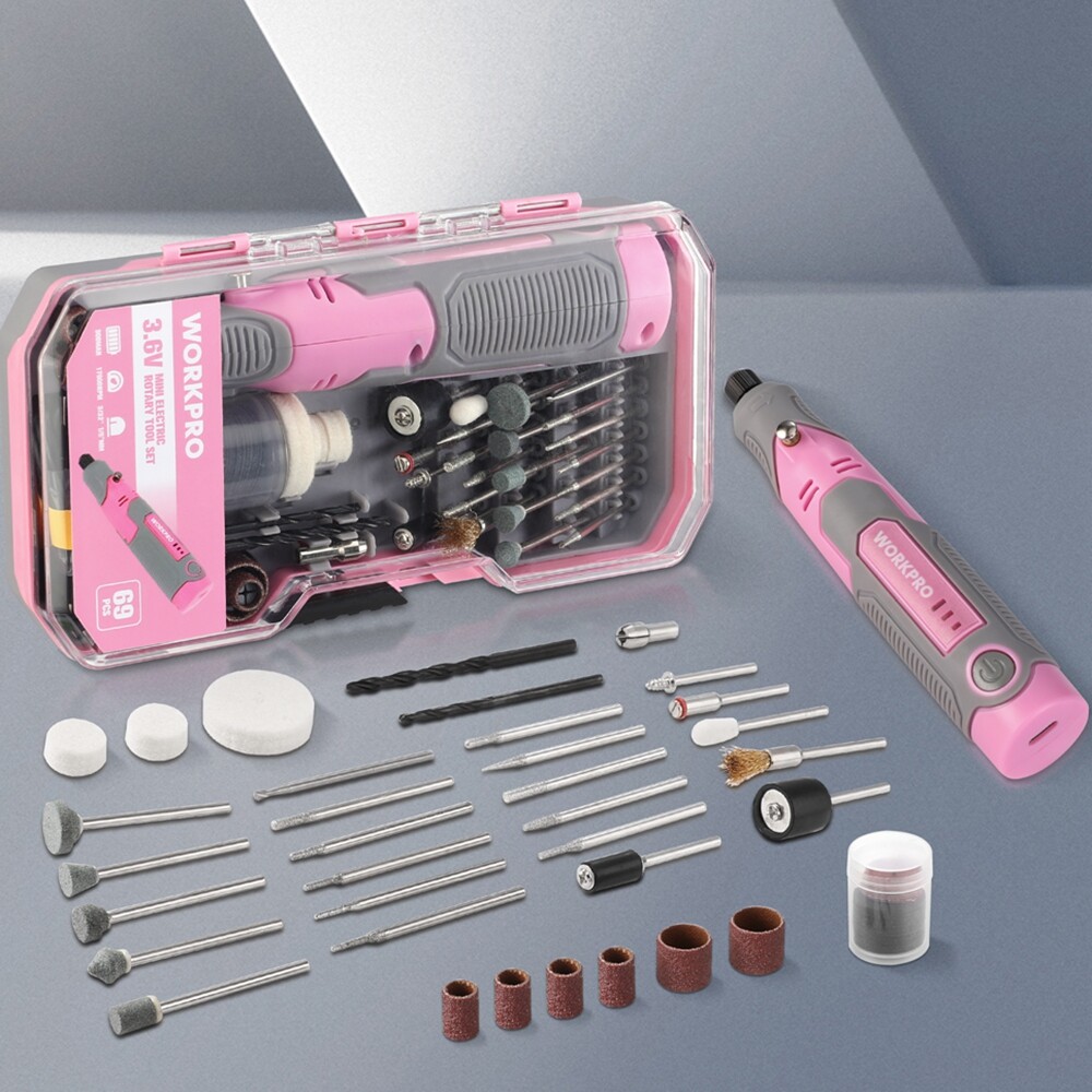 WORKPRO Cordless Rechargeable Rotary Tool Kit 71PC Accessories 3 Variable Speeds