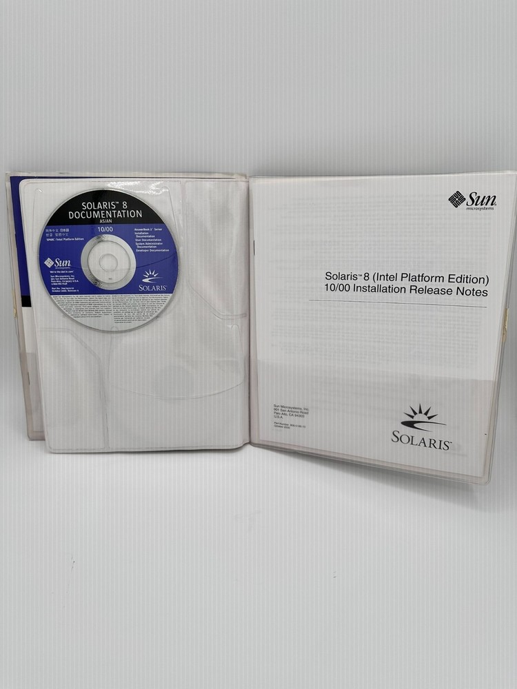 Sun Microsystems 2000 Solaris 8 Intel Edition 10/00 13CDs & Bonus Software