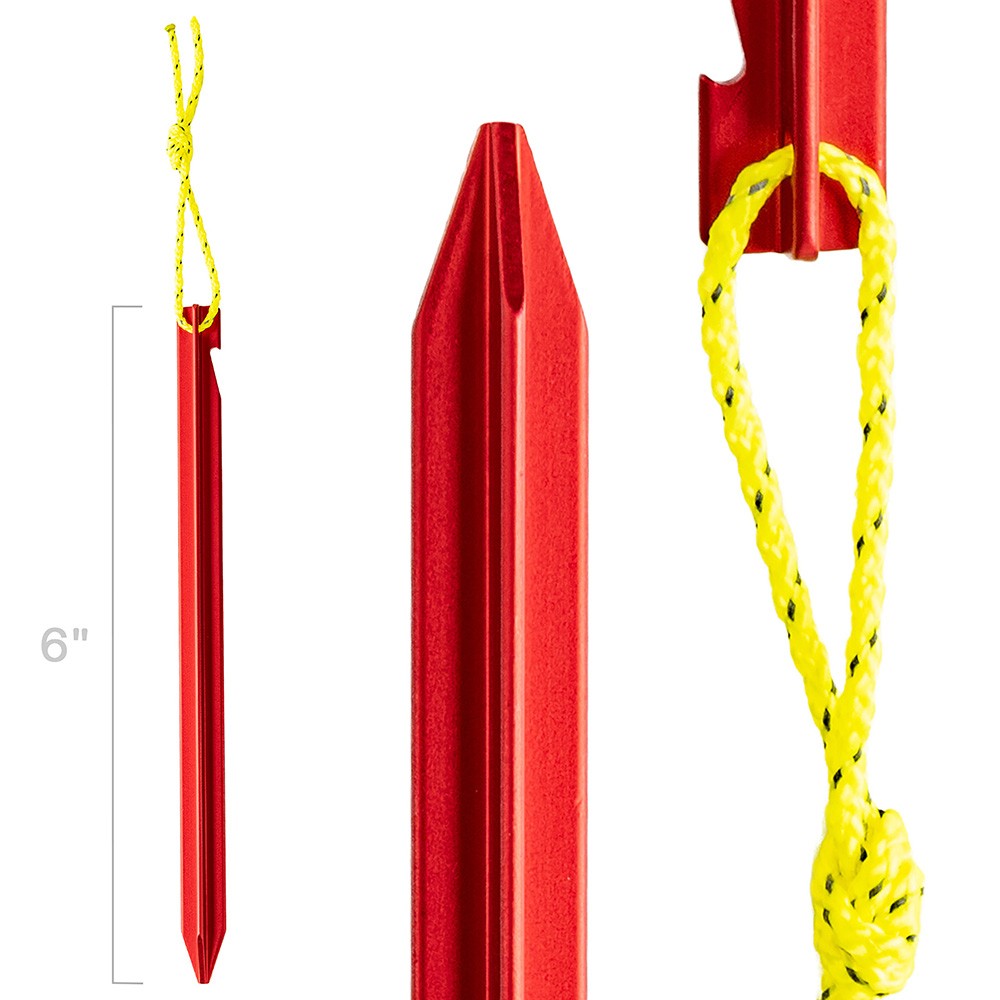 12Pack Aluminum Pegs Stakes Heavy Duty Ground Anchors with Reflective Pull Ropes
