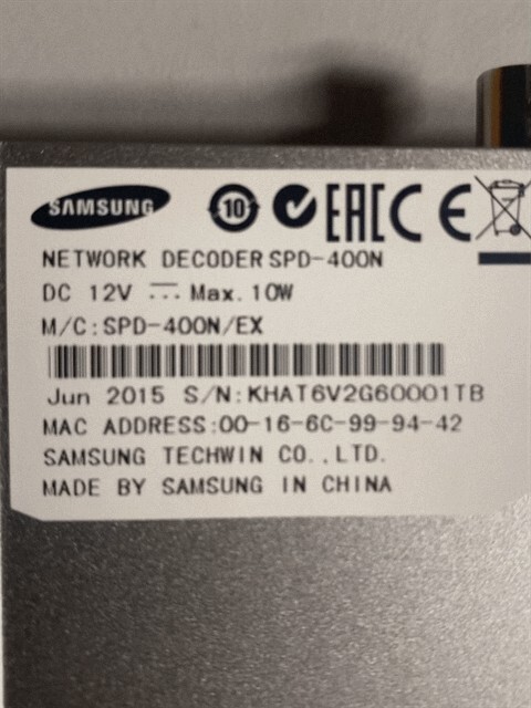 Samsung iPOLis SPD-400 4 Channel H.264 Network Video Decoder - Inc VAT