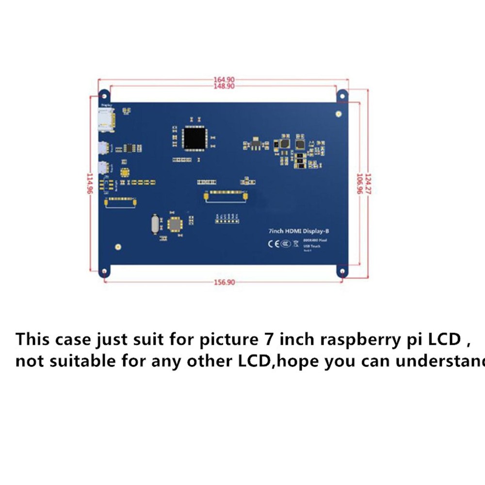 Black Front & Back Shell + Base + Screws For Raspberry Pi 2 B 7 inch LCD Screen
