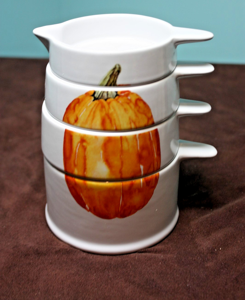 Whimsical PUMPKIN Ceramic Stacking Measuring Cups Set