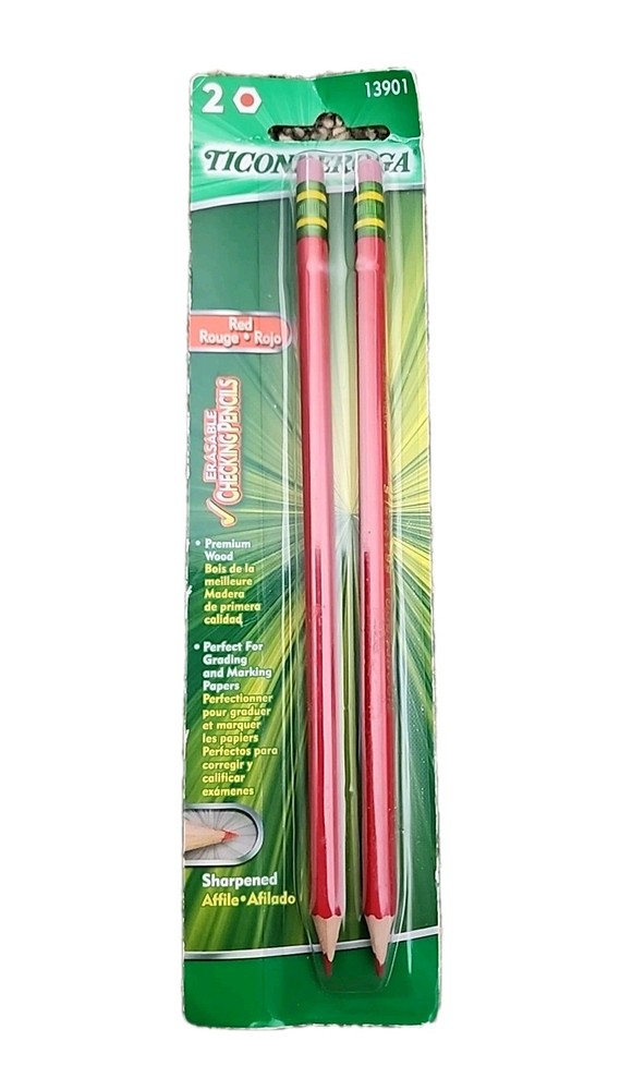Ticonderoga Erasable Red Checking Pencils, 2 Pack #13901